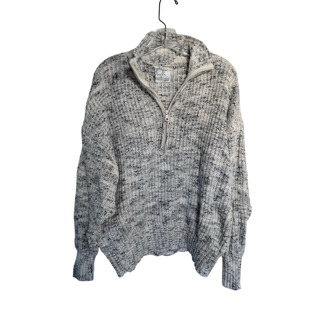 Offline Aerie Chillside Quarter Zip Knit Pullover Sweater Size XS White Black